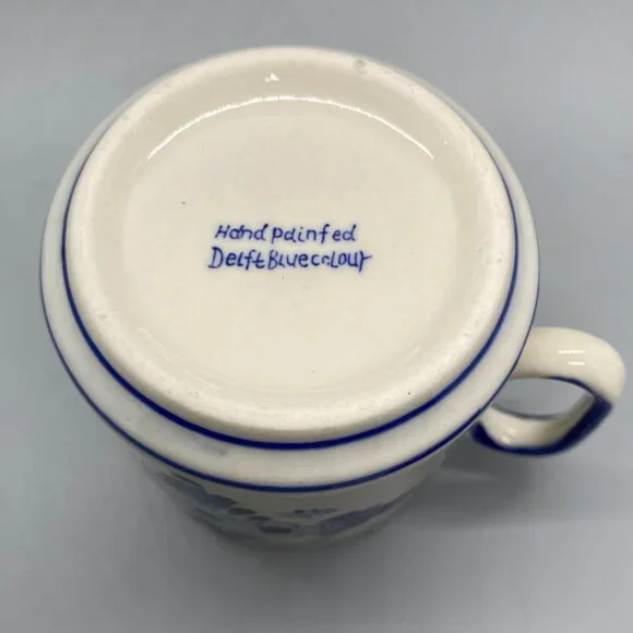 Vintage Hand Painted Delft Blue Colour Holland Windmill and Flowers Mug - Picture 3 of 8